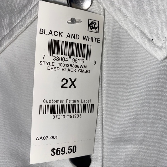 Barr III black/white leather shirt, size 2X - Picture 6 of 7